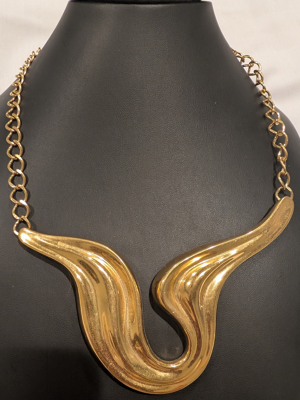Trifari Polished Gold Sculptural Collar Necklace